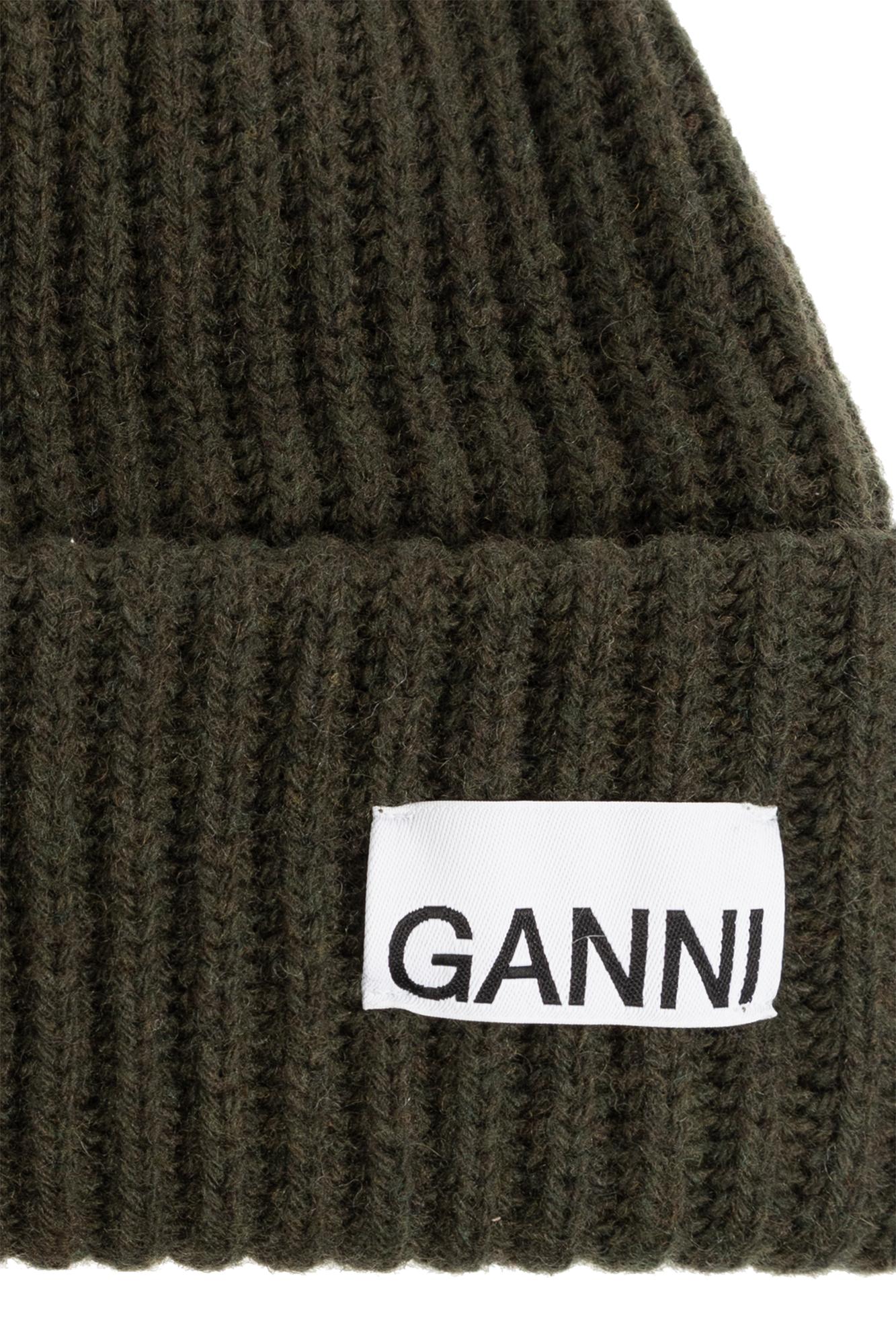 Ganni Beanie With Logo, in Green | Lyst