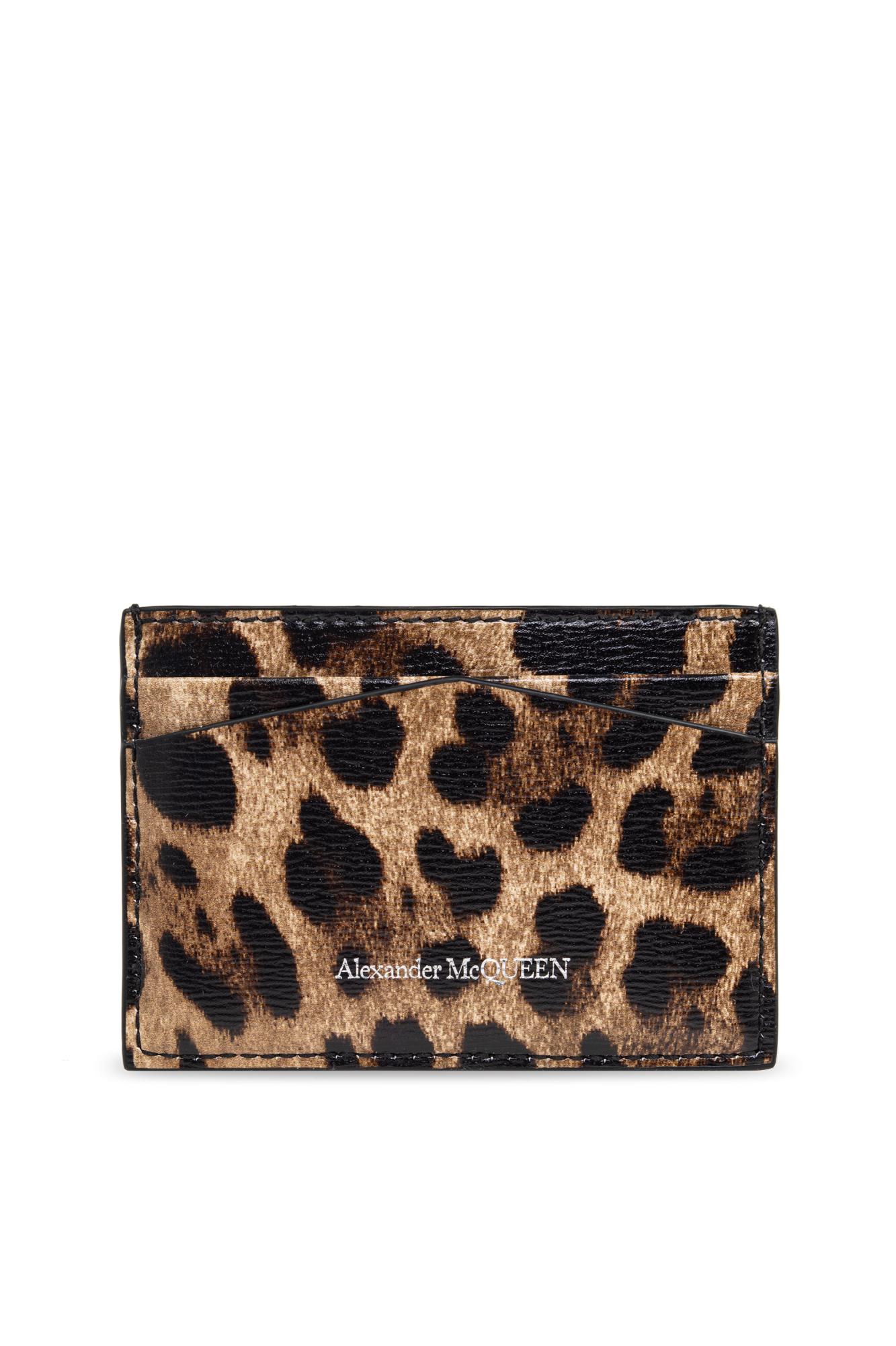 McQueen Leopard Print Card Case in Black | Lyst McQueen Leopard Print Card Case in Black | Lyst