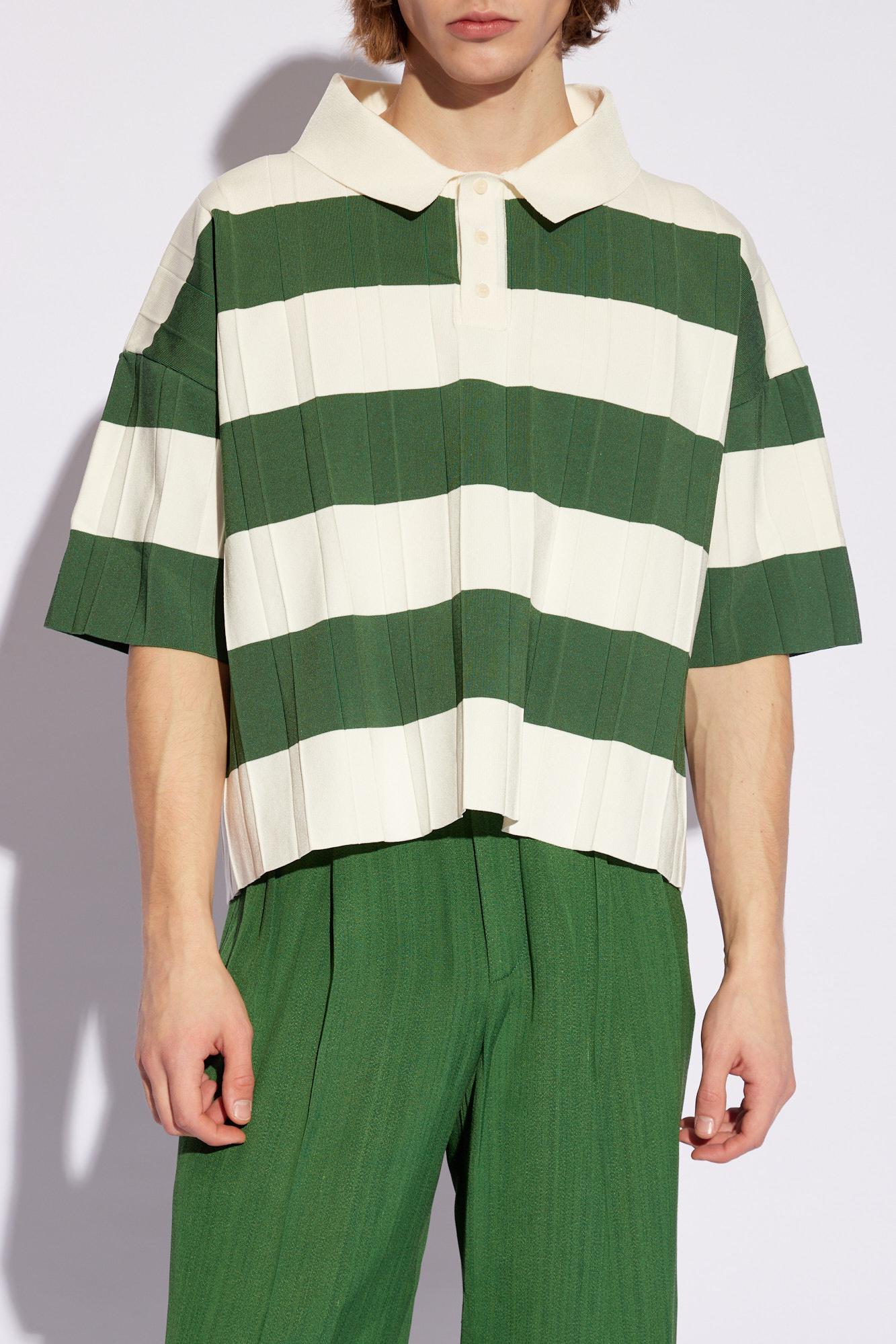 Jacquemus Green Le Polo Bimini Stripe-pattern Stretch-knit Polo