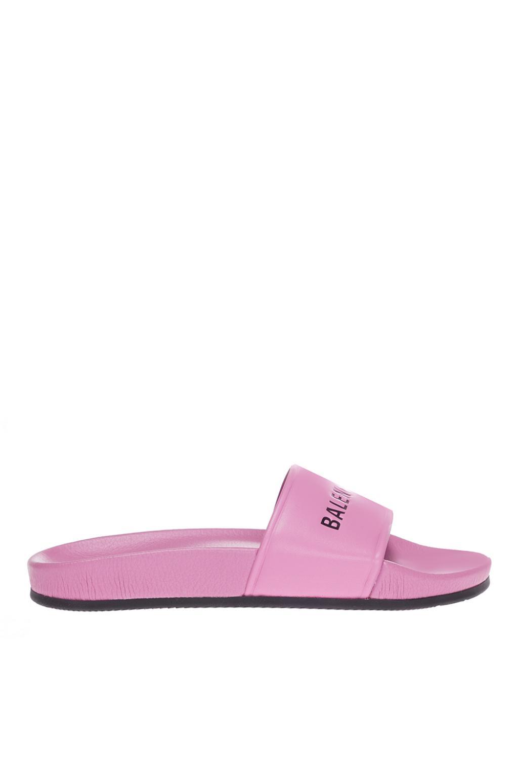 Balenciaga Logo Slides in Pink | Lyst