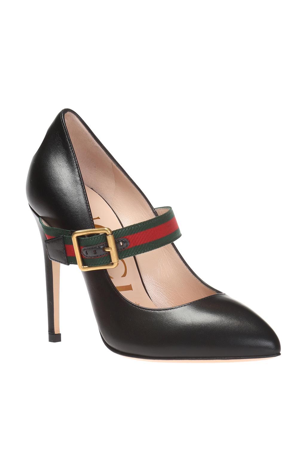 Gucci Leather Sylvie Mary Jane Pumps in Black - Lyst