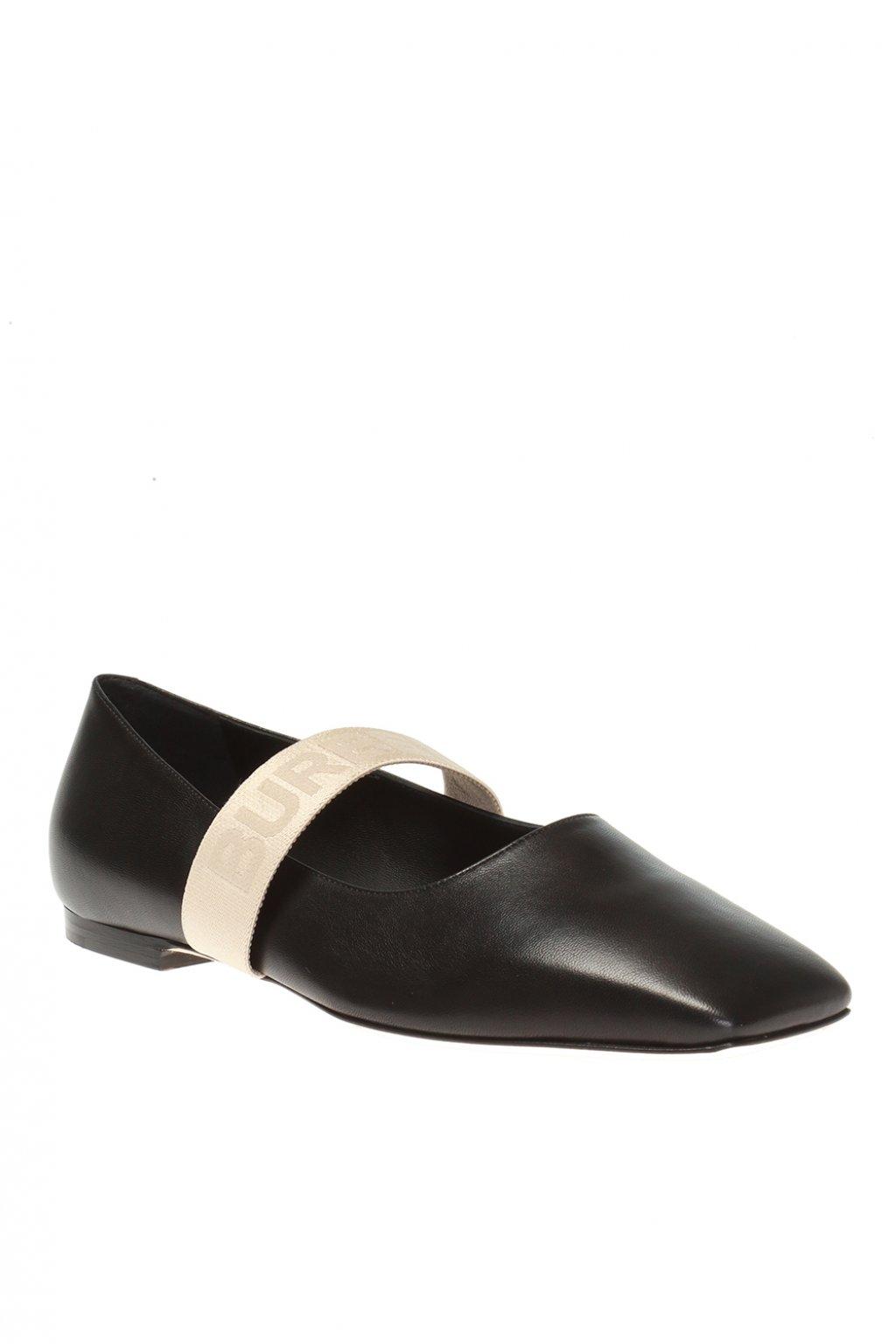 Burberry Logo Leather Ballet Flats in Black - Save 19% - Lyst