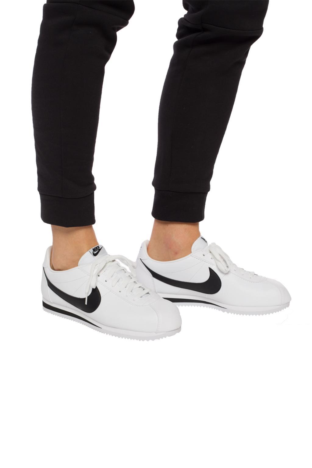 Nike Cortez Basic Leather Og Shoe in White/White/Black (White) - Save 58% |  Lyst