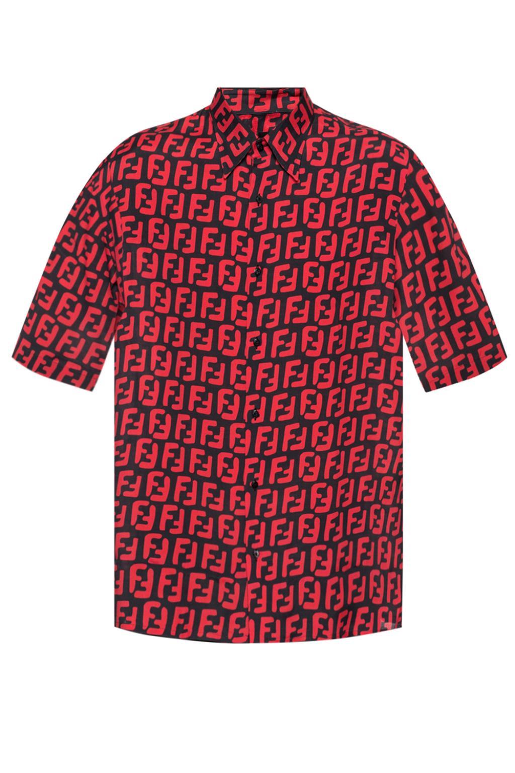 Fendi Synthetic Ff Logo Shirt in Red for Men - Lyst