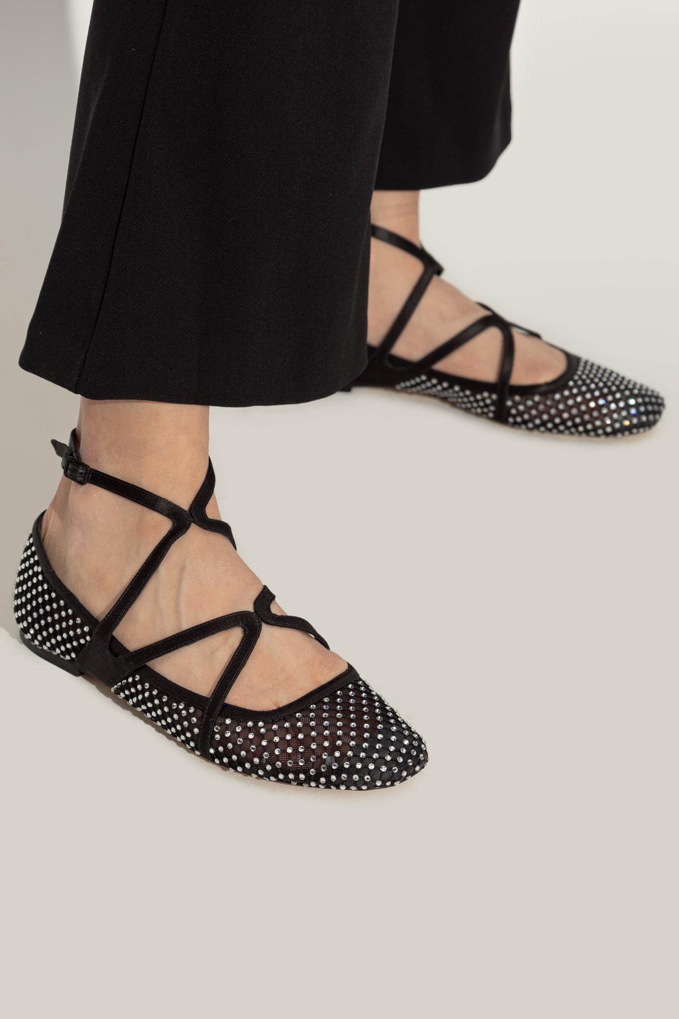 【JIMMY CHOO】 アストリア フラットシューズ ASTORIAFLATQHS Astoria Flat | Black Satin Crystal Flats | JIMMY CHOO