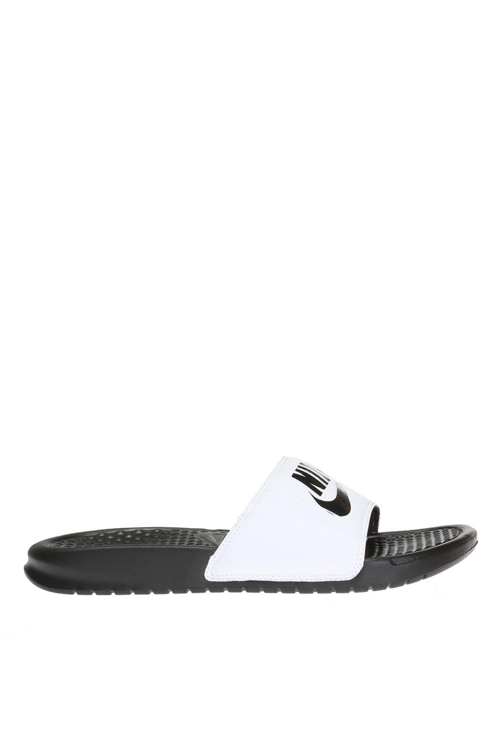 nike benassi white slides