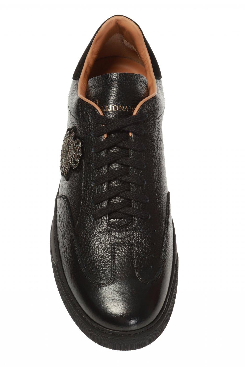 Billionaire Leather Appliqued Sneakers in Black for Men - Lyst