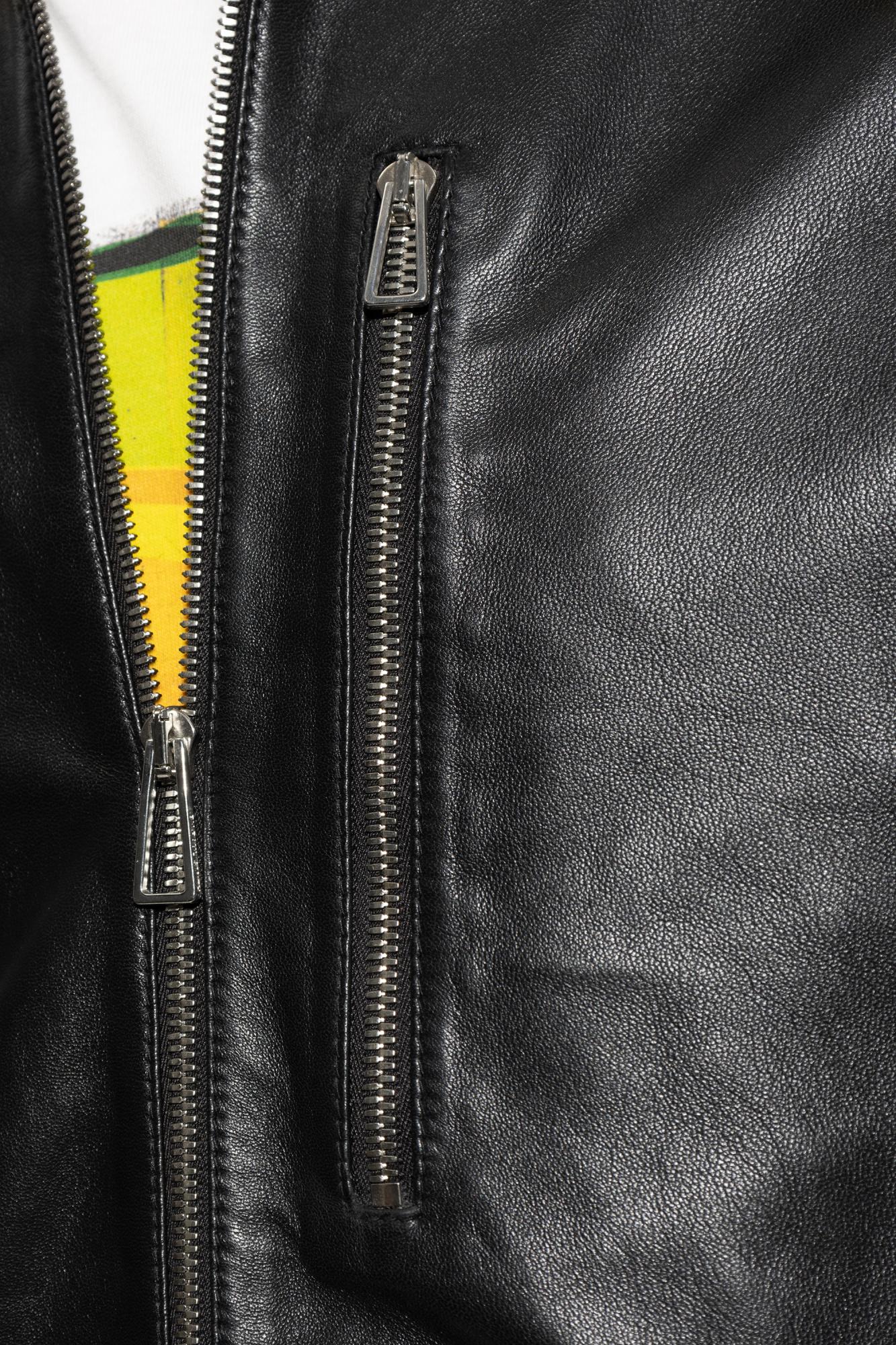 Paul Smith Leather 'Bomber' Jacket in Black for Men | Lyst