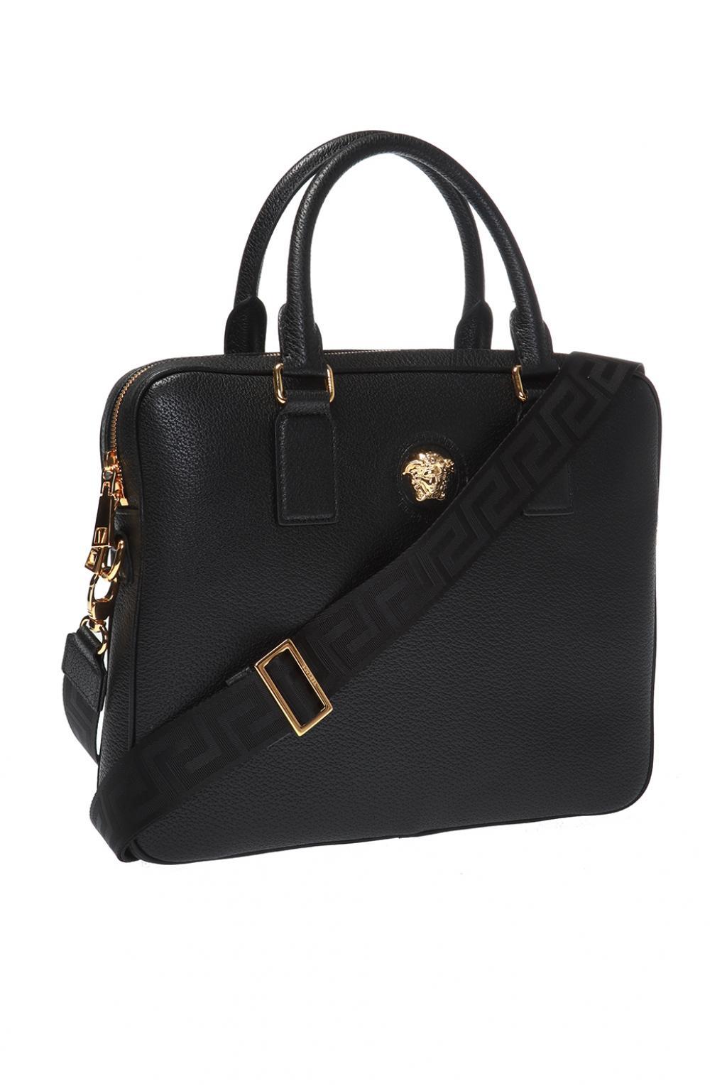 Versace Leather Medusa Head Laptop Bag in Black for Men Lyst