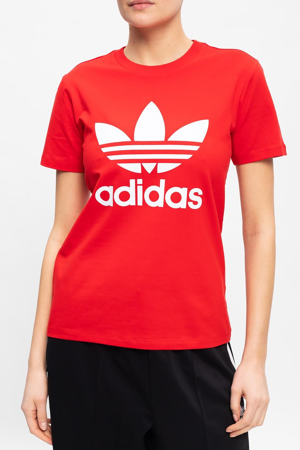 adidas Originals Cotton Logo T-shirt in Red - Lyst