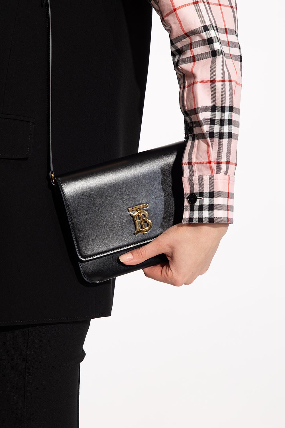 Celine Triomphe compact wallet + Burberry TB logo checkered bag