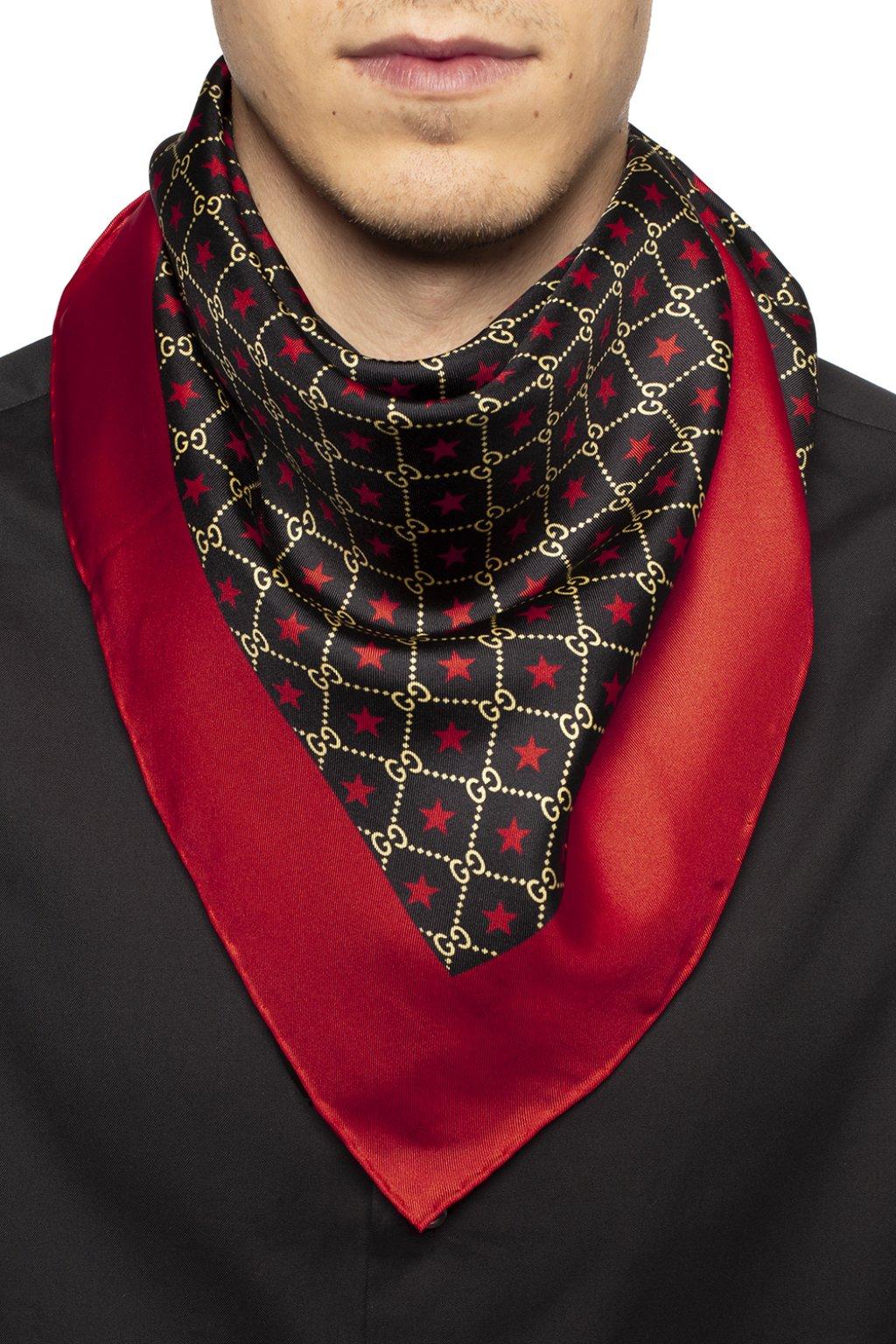 Gucci Silk Star Motif Scarf in Black for Men Lyst