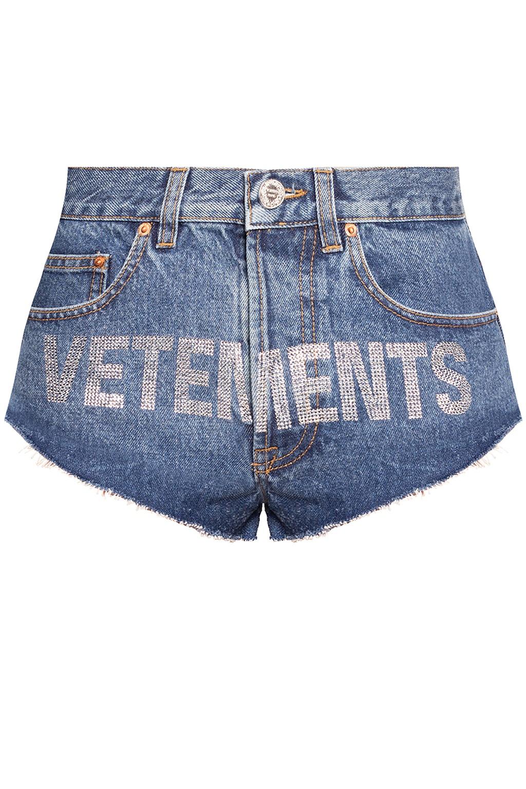 Vetements Denim Shorts With Logo in Blue | Lyst