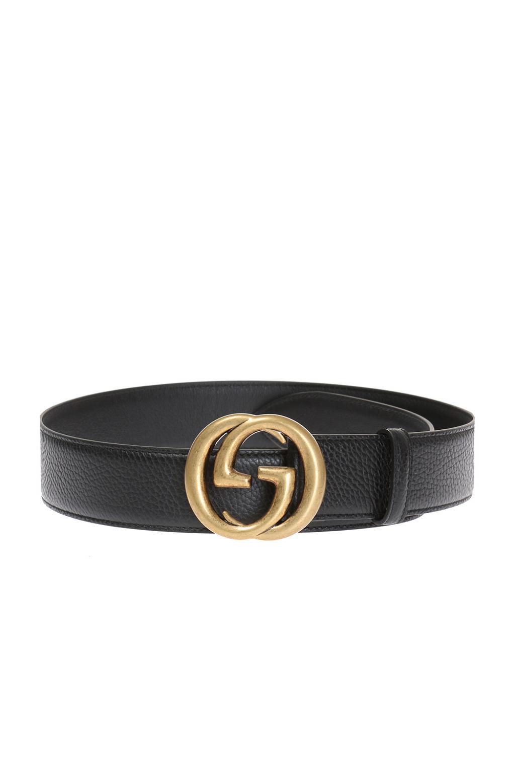 Gucci Leather Logo Buckle Belt in Black for Men - Lyst