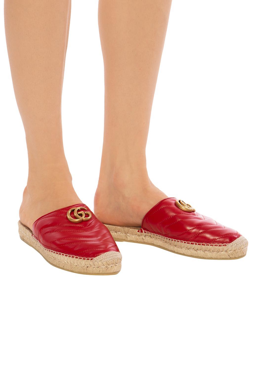 gucci red leather espadrilles