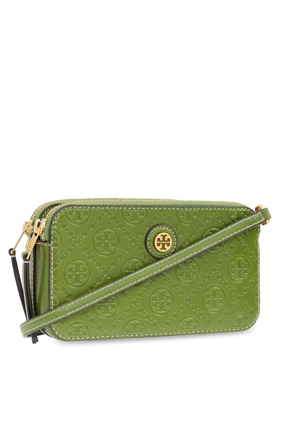 Tory Burch T Monogram Leather Double-zip Mini Bag in Green | Lyst