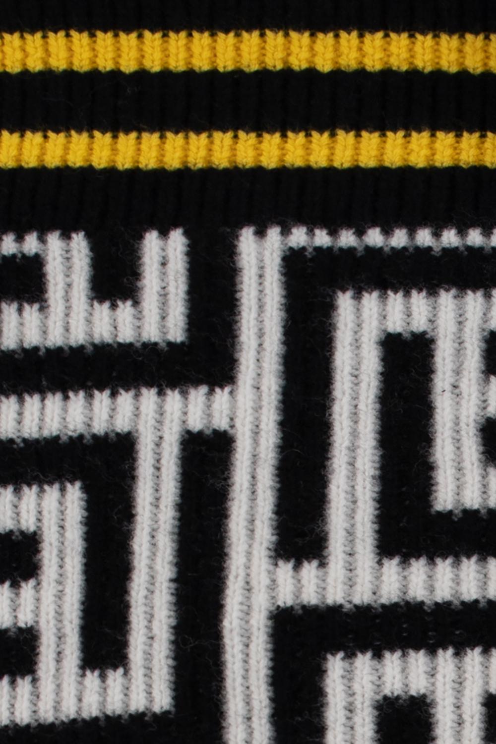 Balmain Monogrammed Wool Scarf in Black for Men | Lyst