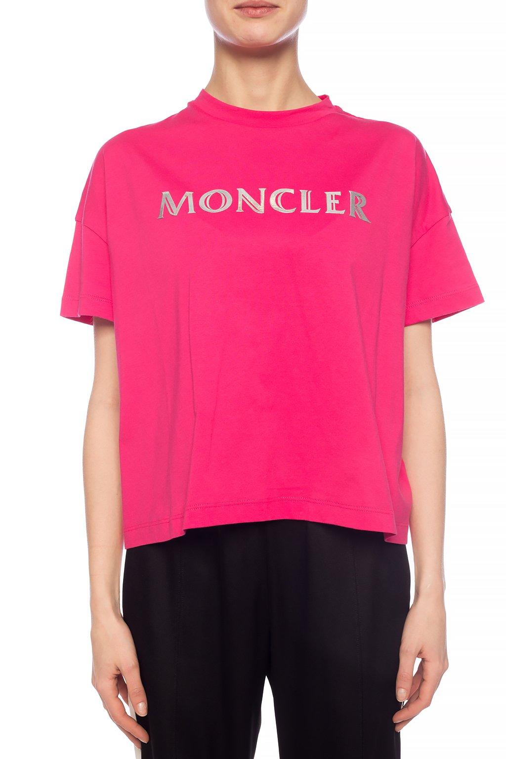 Moncler Cotton Tshirt With Logo Pink Lyst