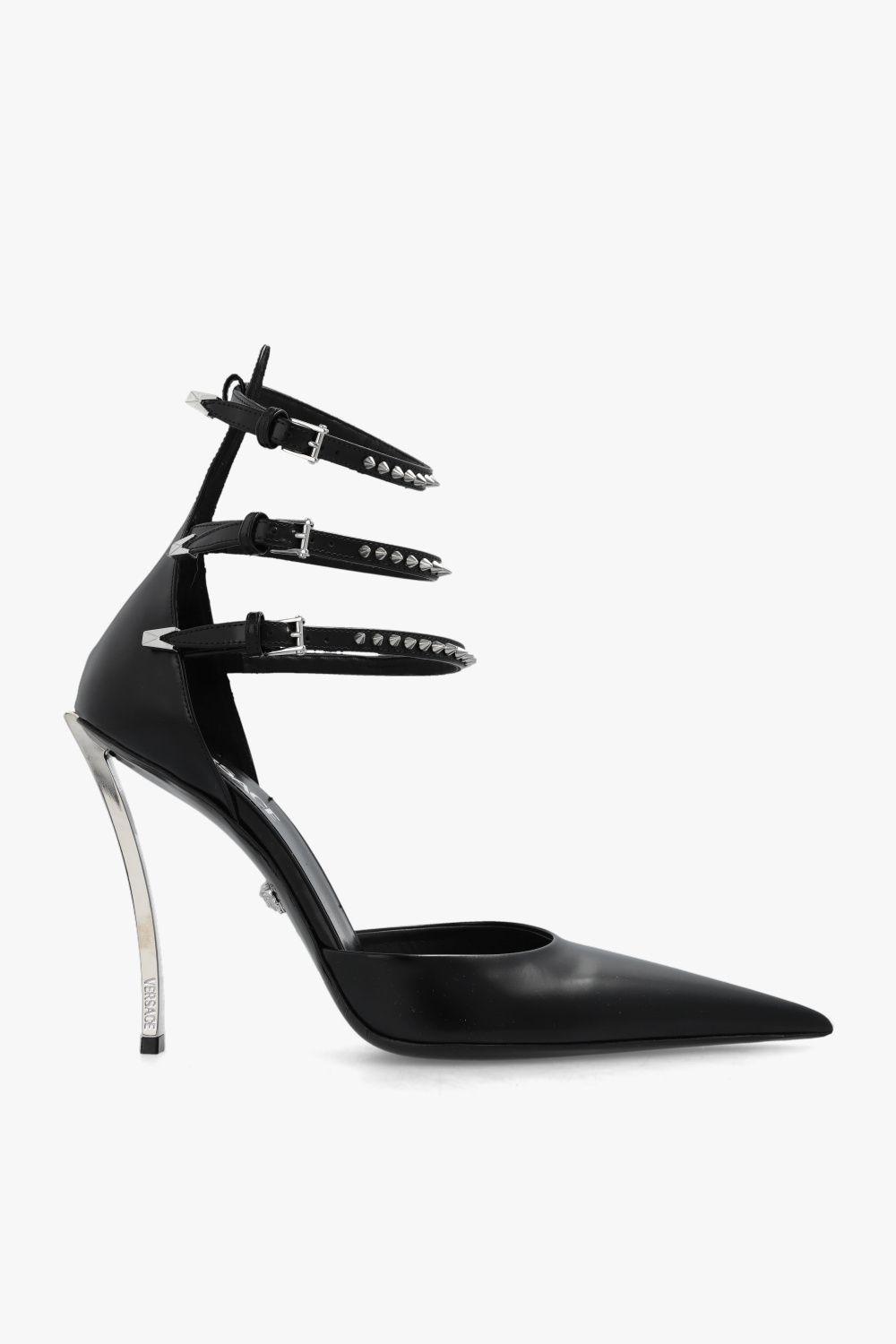 Versace Spiked Pin-point Pumps in White | Lyst