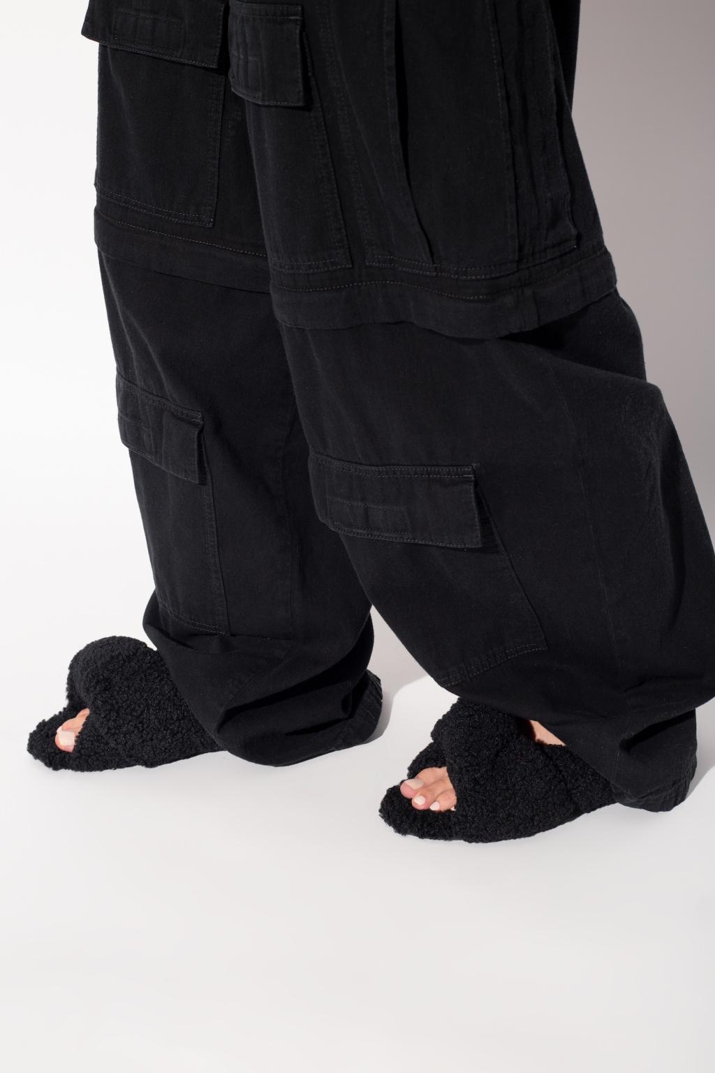 Balenciaga Black 'drapy' Faux Fur Slides - georgekilbyjr.com