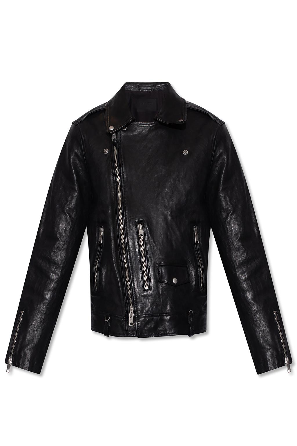 AllSaints 'sora' Leather Biker Jacket in Black for Men | Lyst