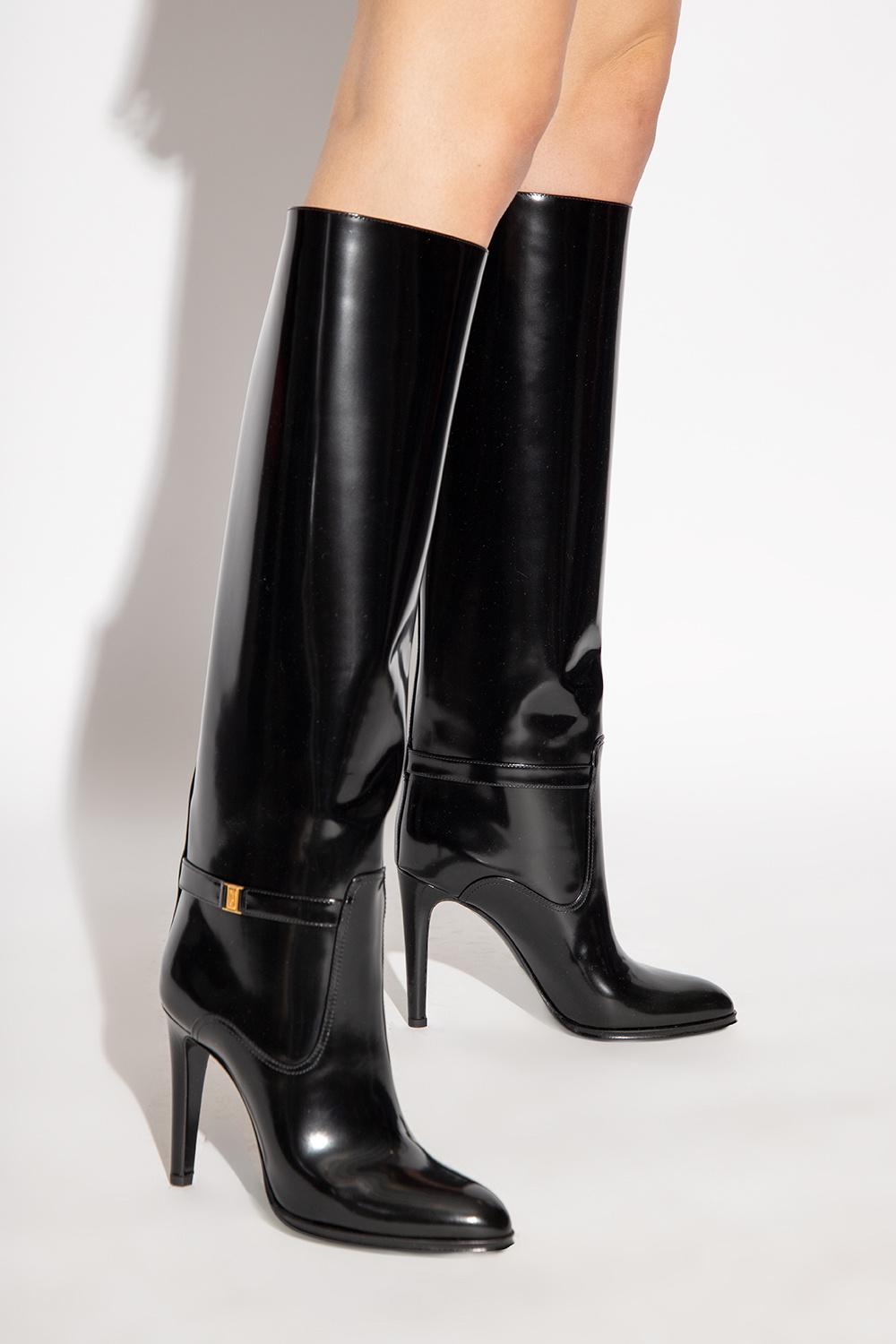 Saint Laurent 'diane' Heeled Boots in Black | Lyst