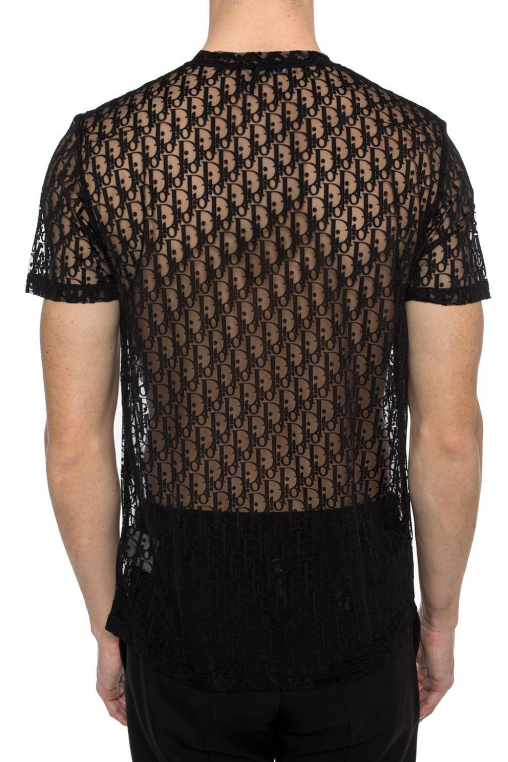 Dior Sheer T-shirt With Logo in Black for Men | Lyst