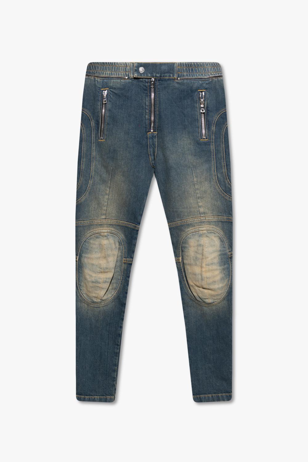 navy blue balmain jeans