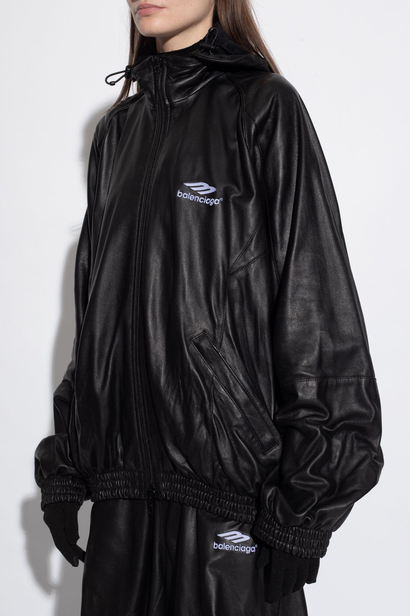 レザージャケット・コート BALENCIAGA BLACK LEATHER OSTRICH-EFFECT BOMBER JACKET Oversized leather bomber jacket in black - Balenciaga