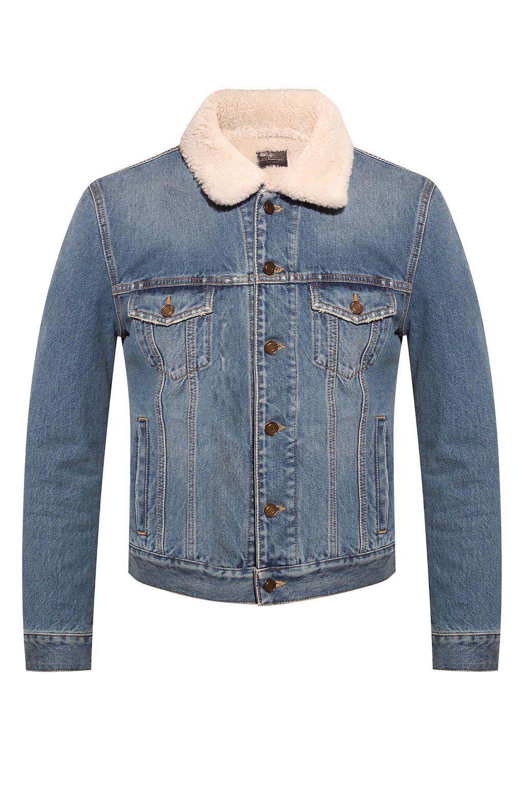 Saint Laurent Denim Jacket With Shearling Trim in Blue Lyst