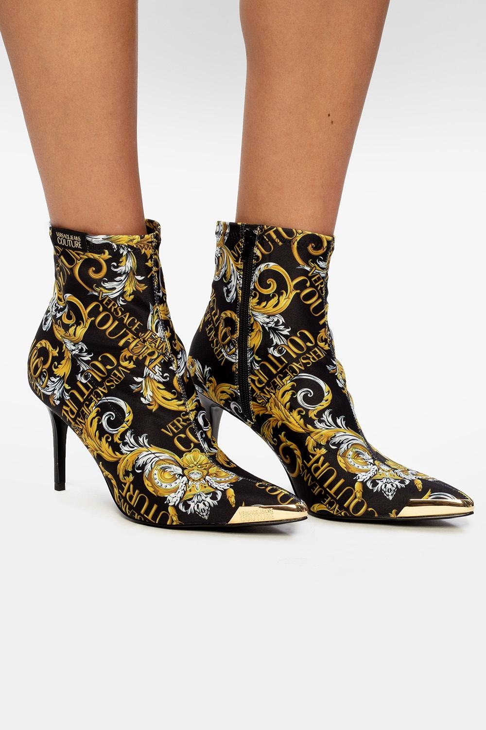 Versace Jeans Denim Heeled Ankle Boots in Black - Lyst