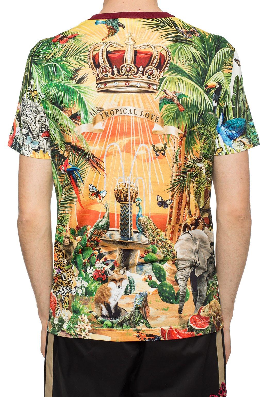 Dolce & Gabbana アニマル リーフ柄 tシャツ Dolce & Gabbana Multicolor Zebra and Leopard Silk Top - Size