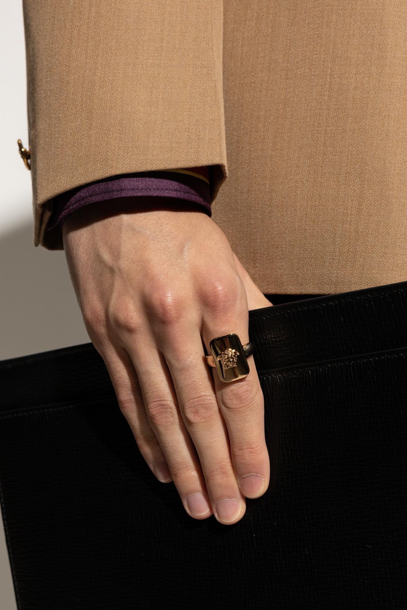 Signet Ring Mens Versace Pinky Ring Versace Goldtone Medusa Signet