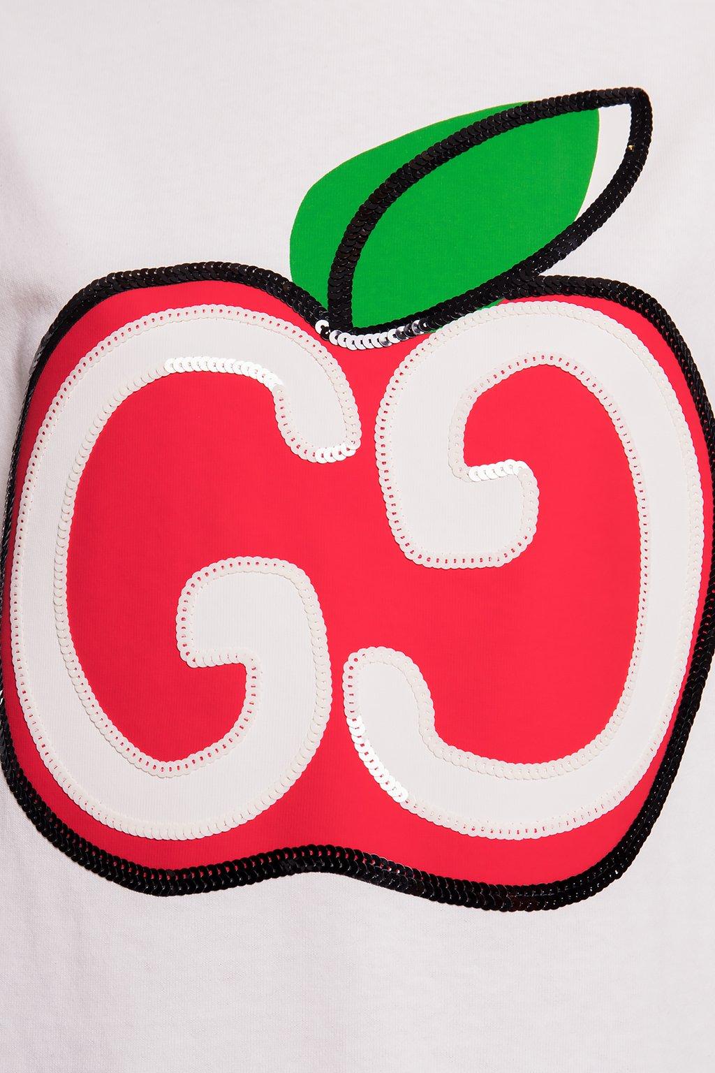 IJver als je kunt Warmte Gucci T-shirt With GG Apple Print in White | Lyst
