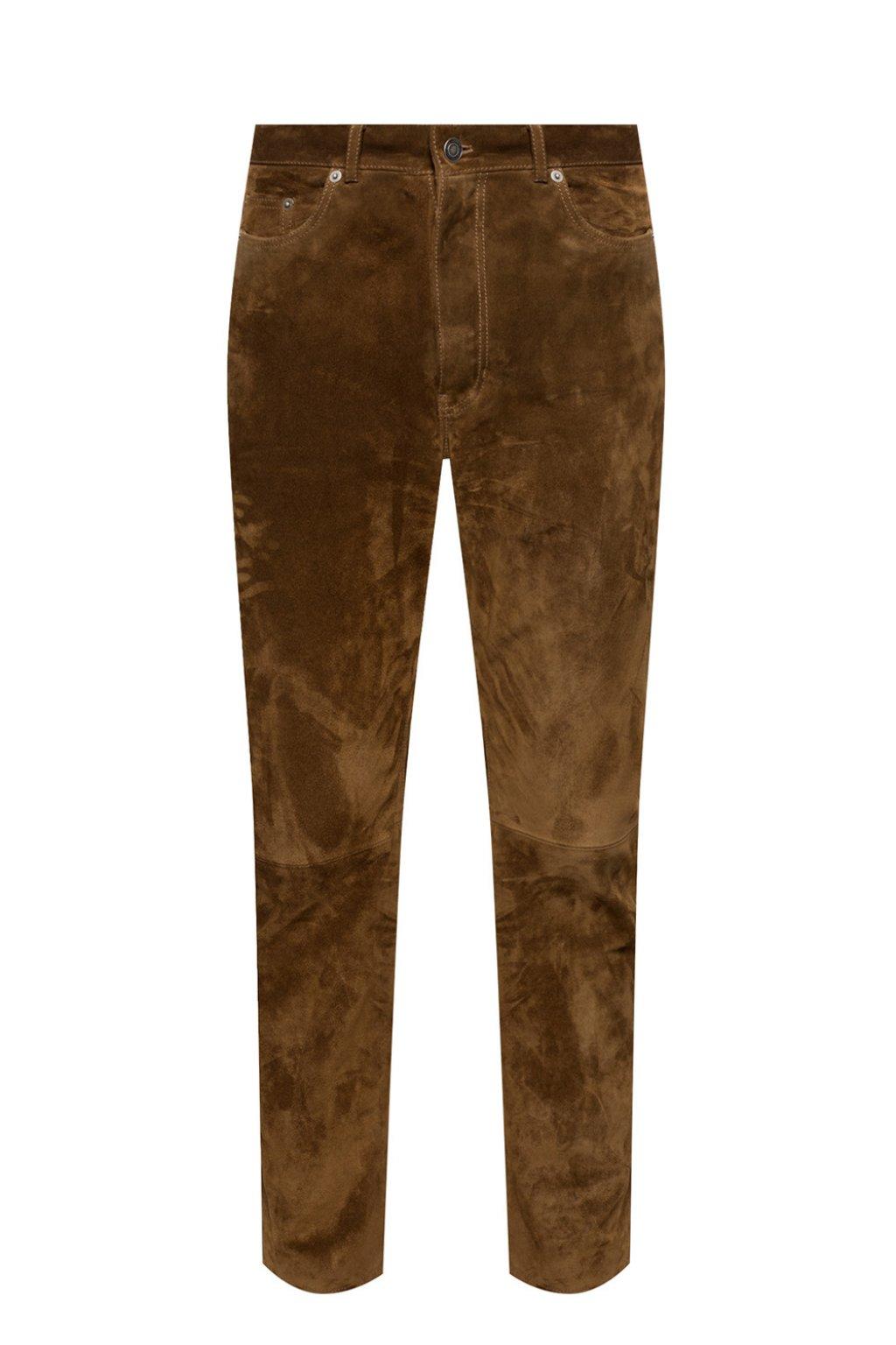 Saint Laurent Suede Trousers Brown for Men Lyst