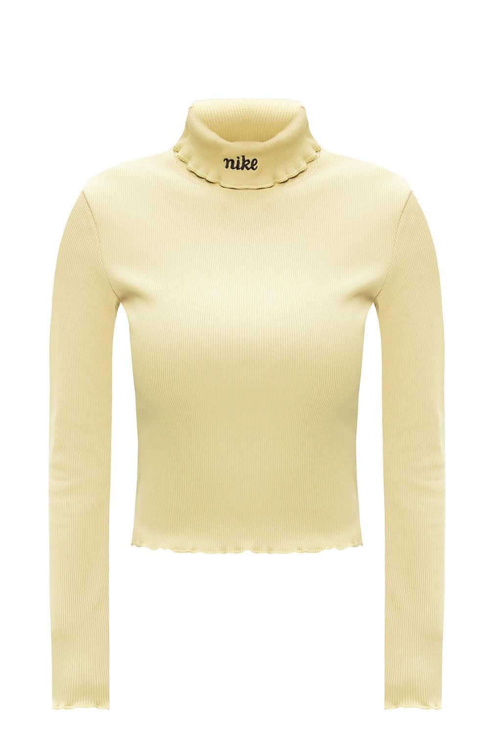 Nike Ribbed Turtleneck Top in Green | Lyst