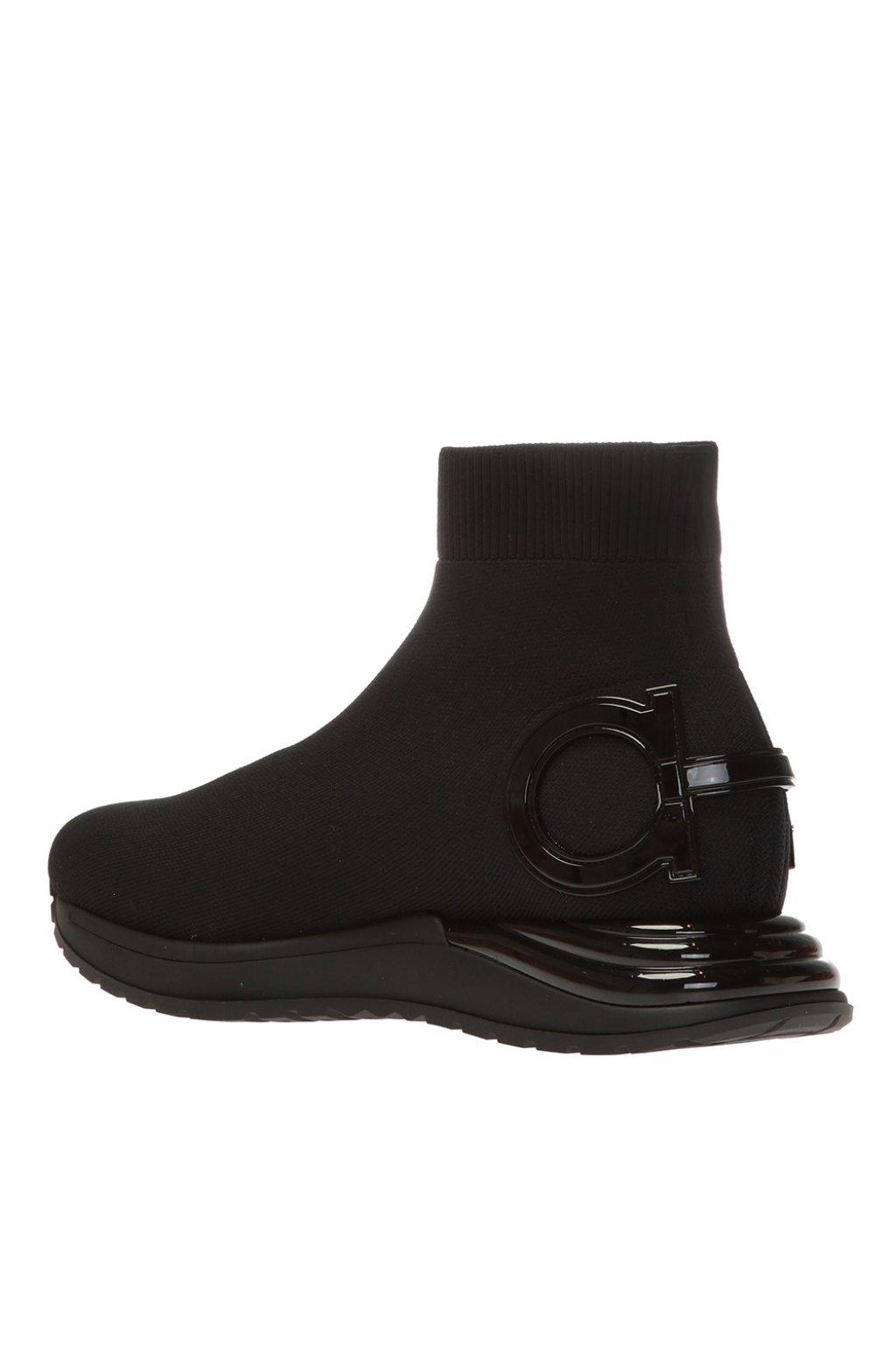 Ferragamo Leather Gardena Sock Sneakers in Black - Save 34% - Lyst