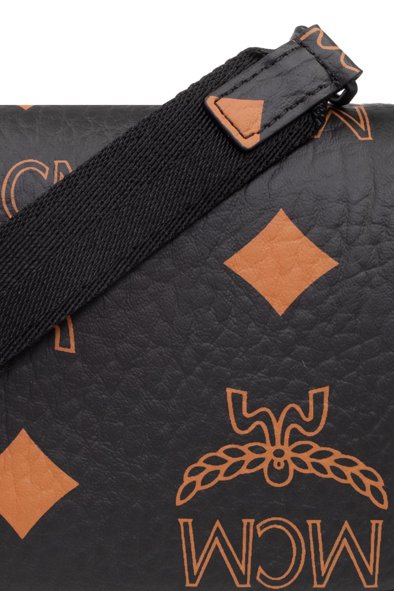 MCM Quilted Leather Monogram Shoulder Bag - Black Shoulder Bags