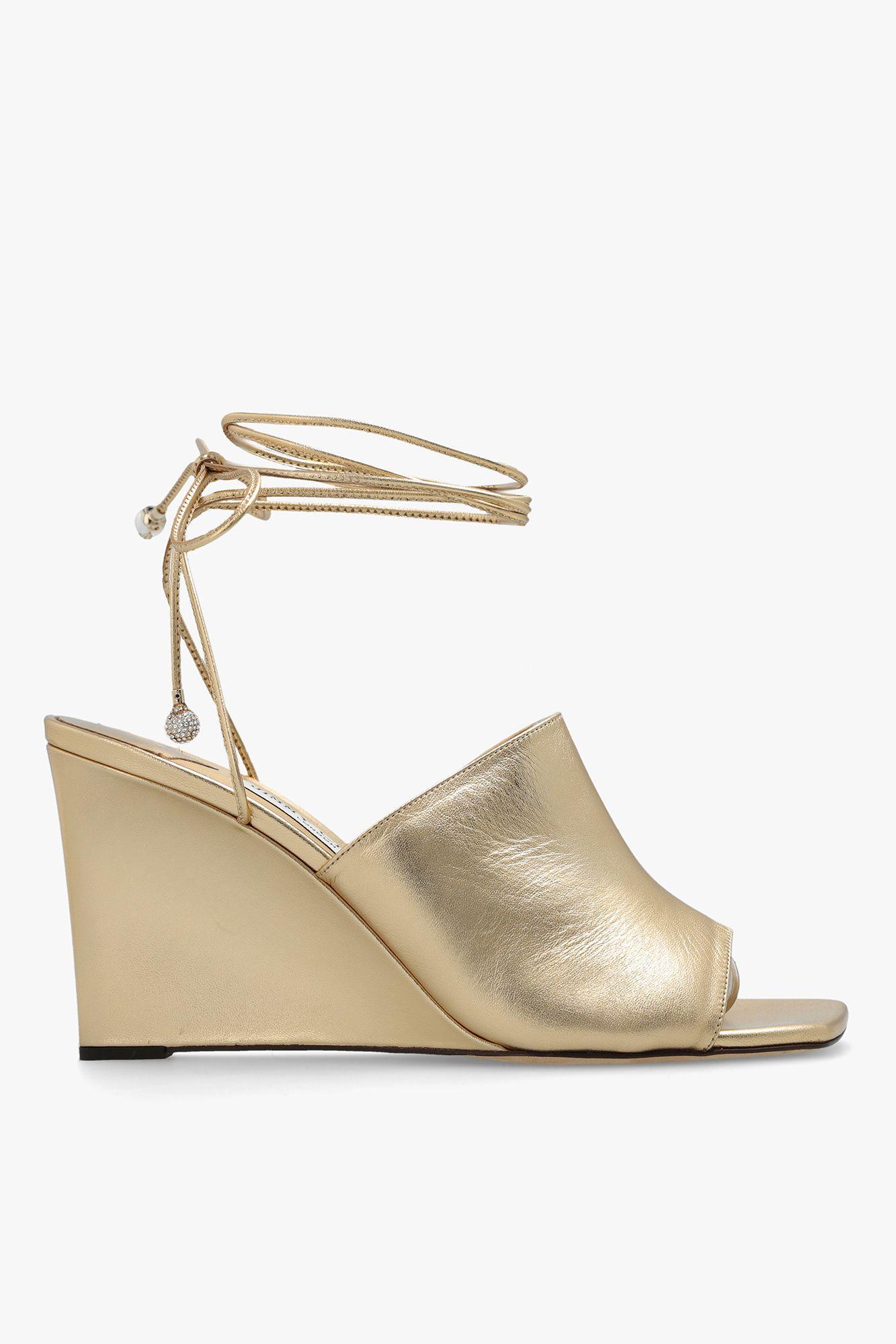 Buy Linzi Gold Bianco Wedge Sandals With Embellished Strappy Front Detail  from Next Luxembourg