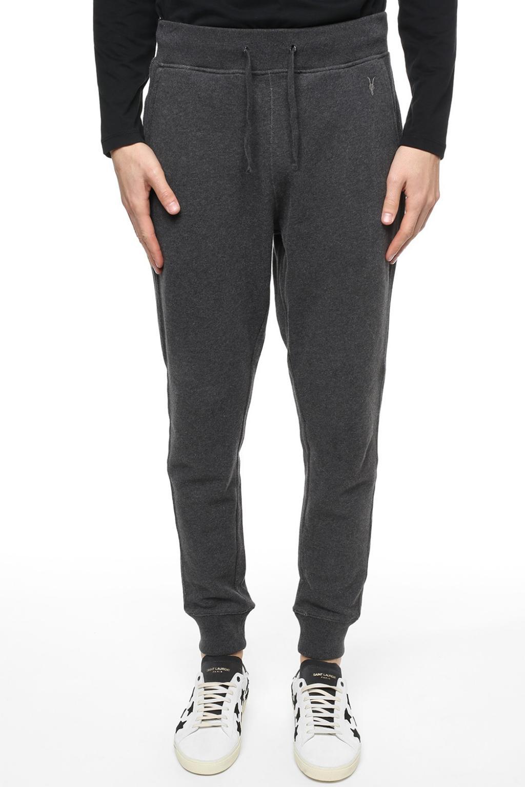 AllSaints Cotton 'raven' Logo-embroidered Sweatpants Grey in Gray for ...