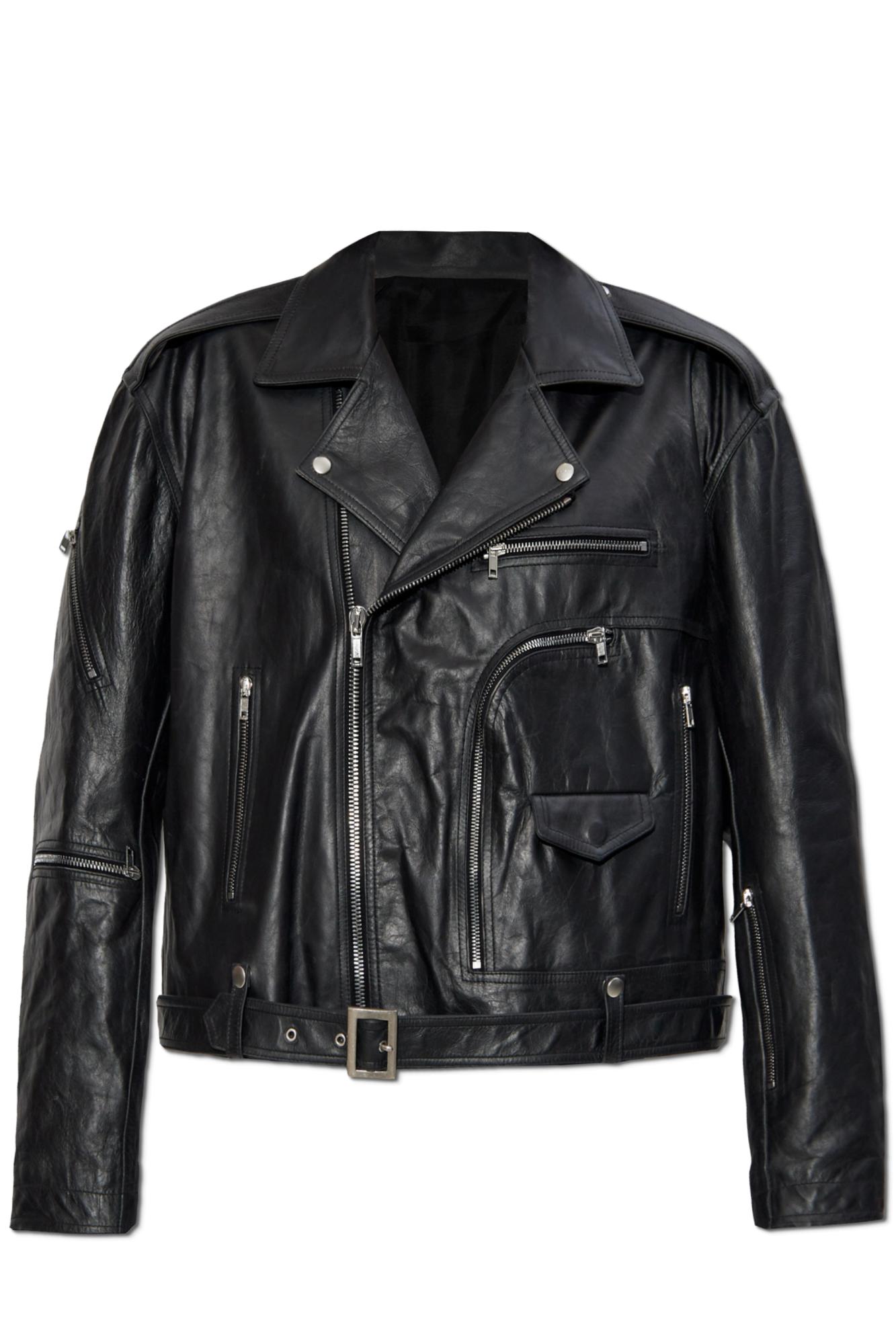 Rick Owens Leather Jacket Cropped Jumbo Bauhaus Stooges in Black
