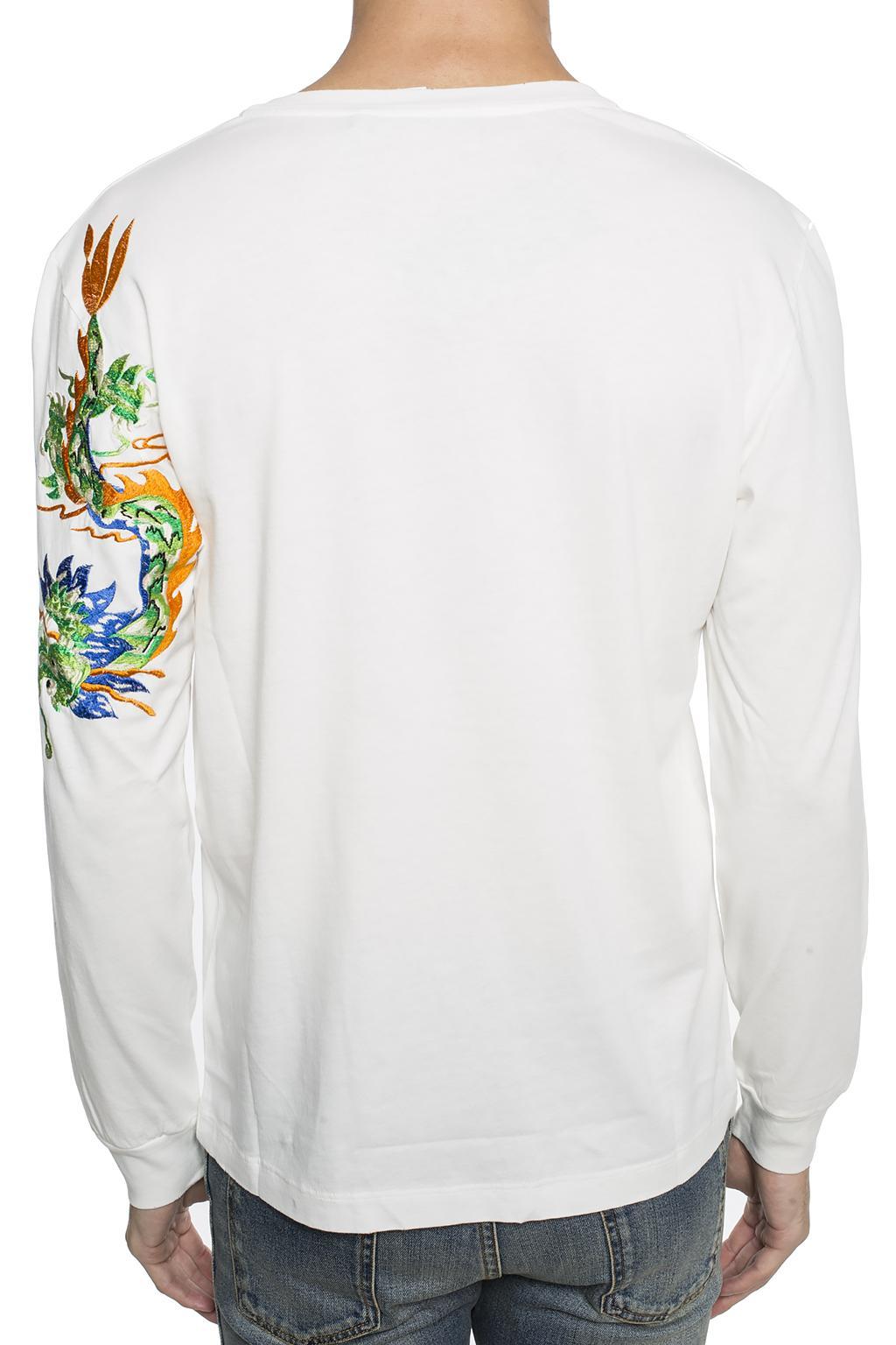 Gucci Dragon-embroidered Cotton Shirt in White for Men