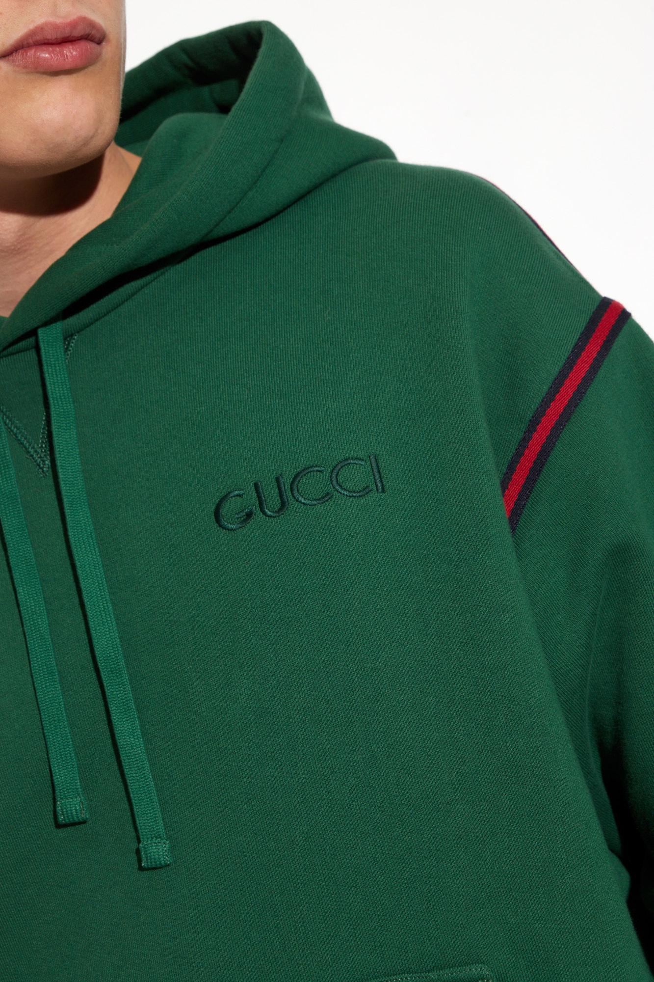 Gucci Cotton Jersey Hoodie in Green for Men | Lyst UK
