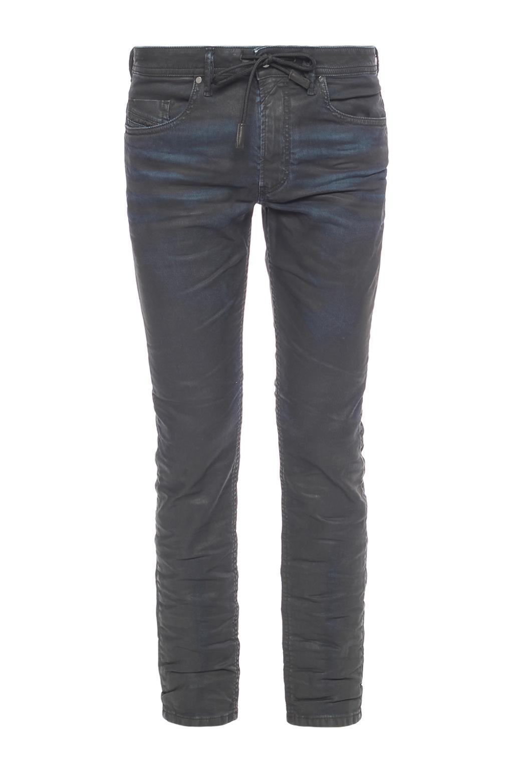 DIESEL Denim 'thommer Cbne' Waxed Jeans in Black for Men Lyst
