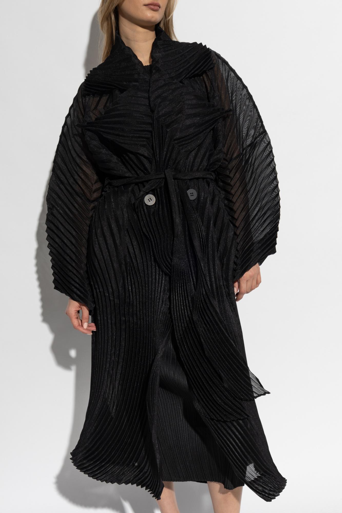 Issey Miyake Pleated Coat in Black | Lyst UK 