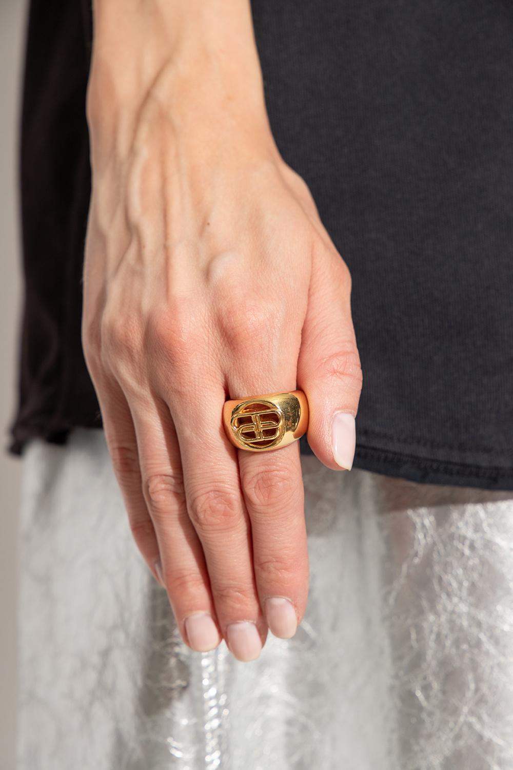 Balenciaga Ring With Logo in Metallic | Lyst