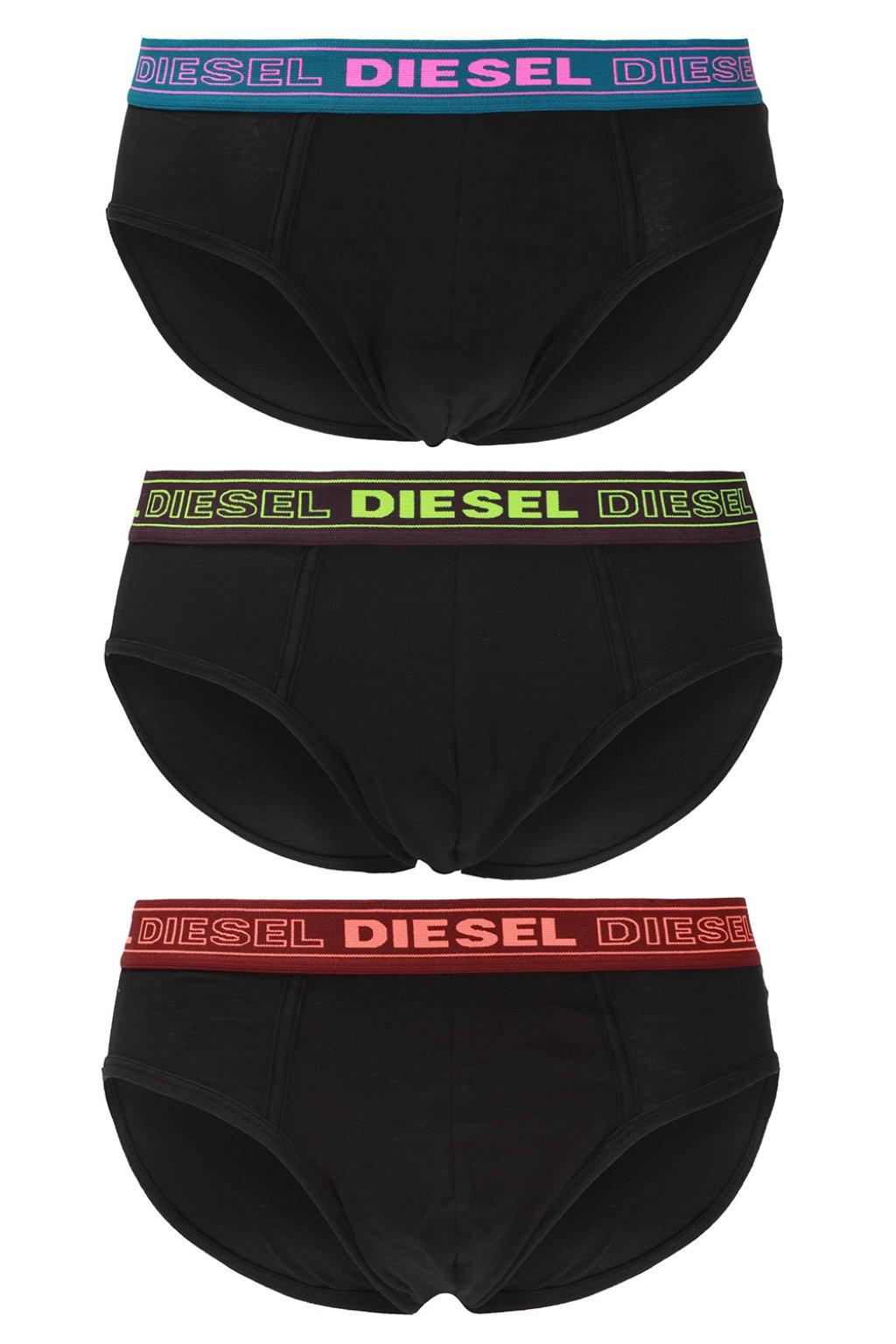 DIESEL Cotton Branded Briefs 3pack in Black for Men Lyst