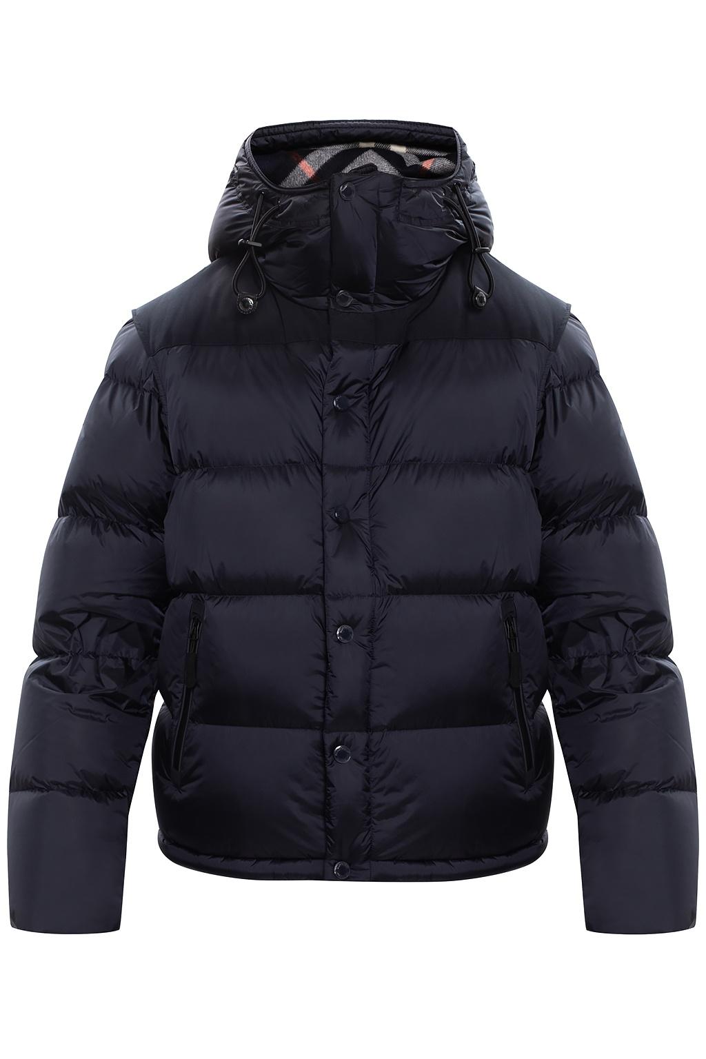 Burberry Detachable Sleeve Hooded Puffer Jacket in Blue for Men | Lyst