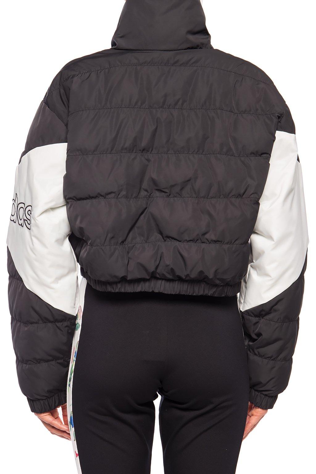 adidas Originals Synthetic Cropped Jacket With Logo in Black - Lyst