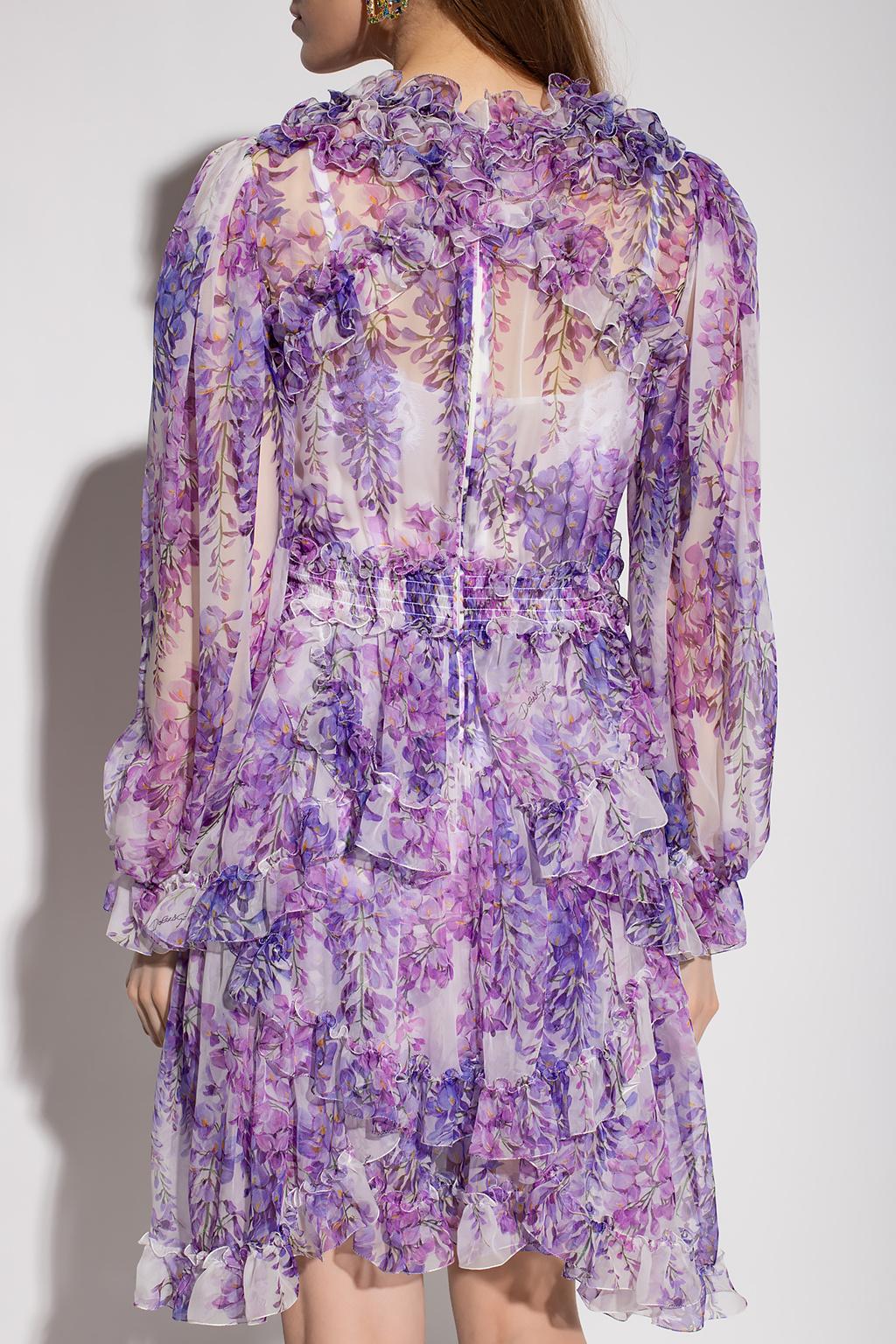 Dolce & Gabbana Dress With Floral Motif in Purple | Lyst